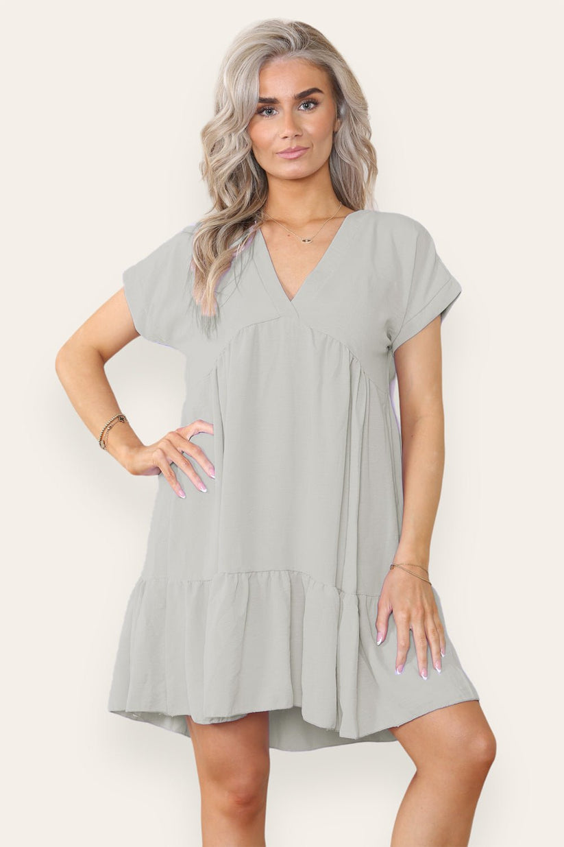 Ladies Tiered Smock Dress - Relaxed Fit Midi Dress