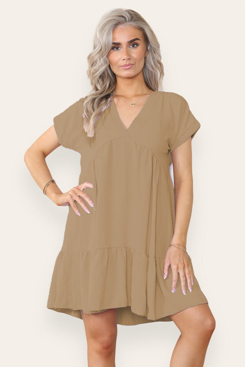 Ladies Tiered Smock Dress - Relaxed Fit Midi Dress