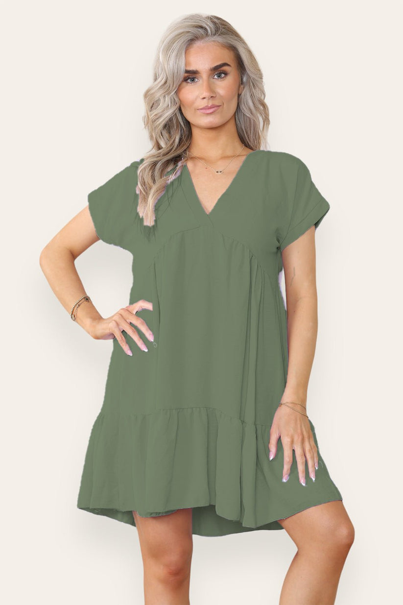 Ladies Tiered Smock Dress - Relaxed Fit Midi Dress
