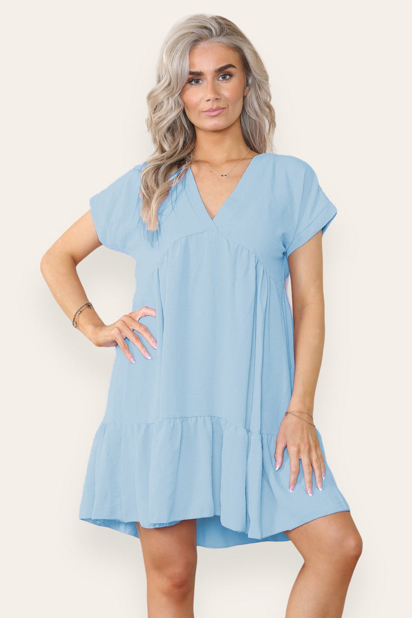 Ladies Tiered Smock Dress - Relaxed Fit Midi Dress