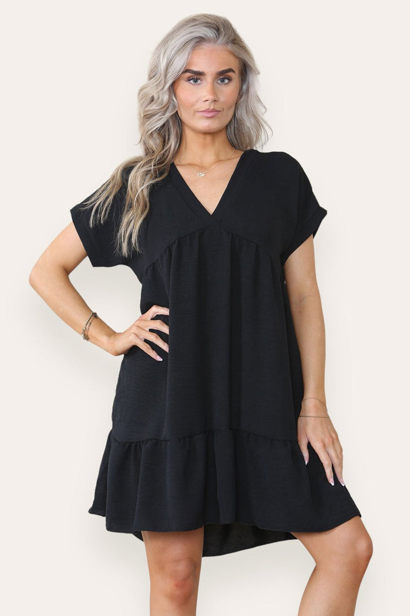 Ladies Tiered Smock Dress - Relaxed Fit Midi Dress
