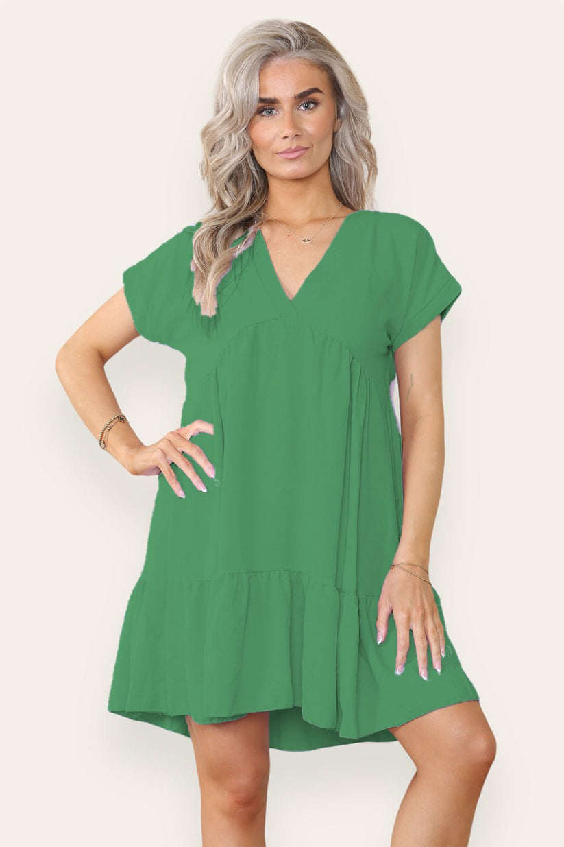 Ladies Tiered Smock Dress - Relaxed Fit Midi Dress