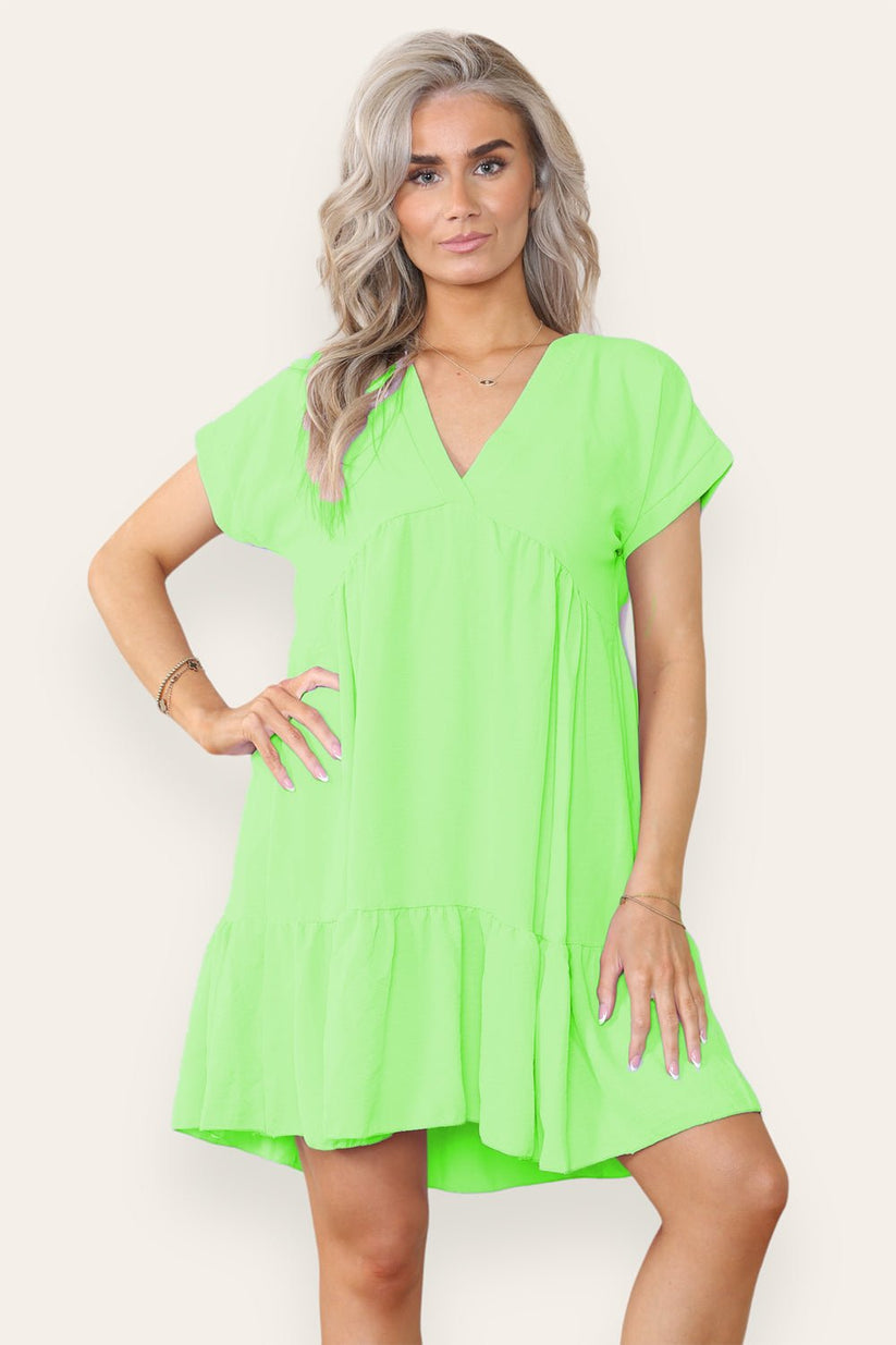 Ladies Tiered Smock Dress - Relaxed Fit Midi Dress
