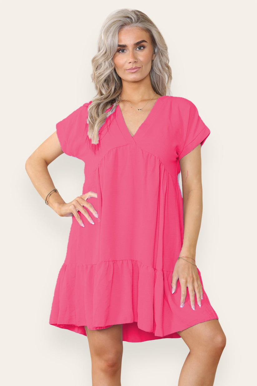 Ladies Tiered Smock Dress - Relaxed Fit Midi Dress