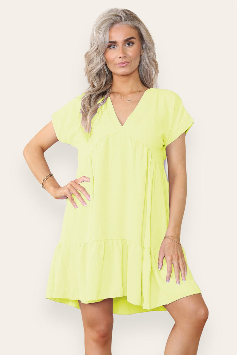 Ladies Tiered Smock Dress - Relaxed Fit Midi Dress