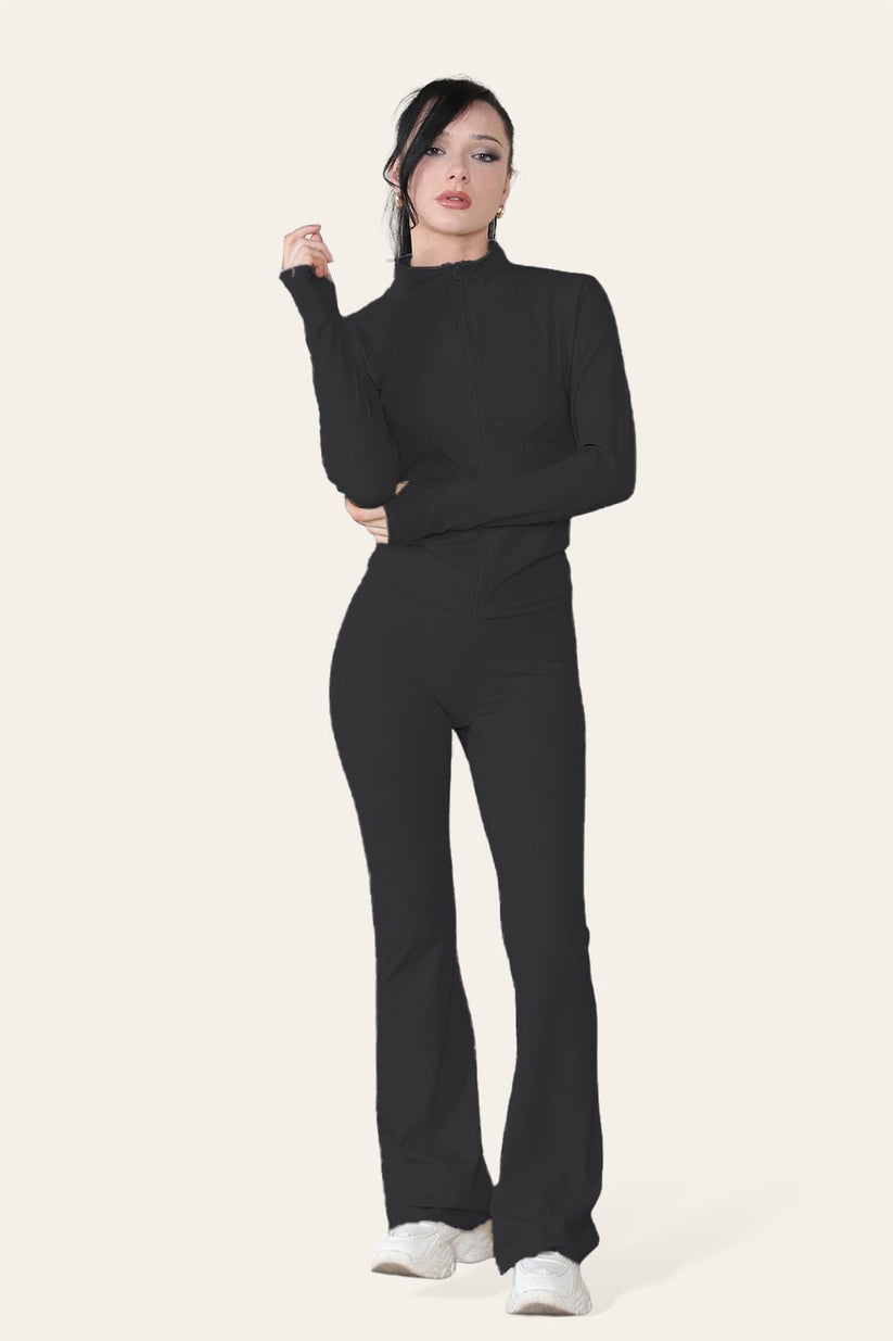 Ladies Fitted Yoga Zip Up Jacket - Lightweight Active Workout Top