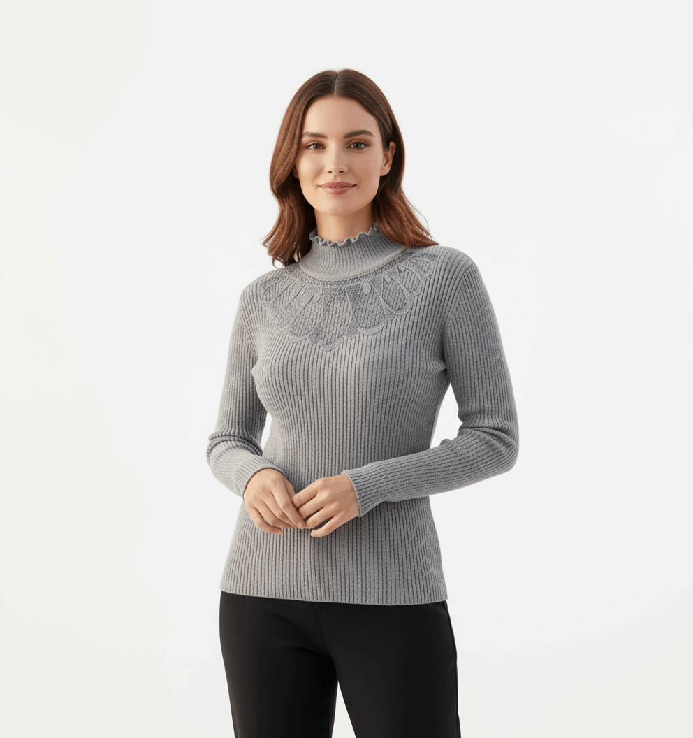 Grey sweater on model