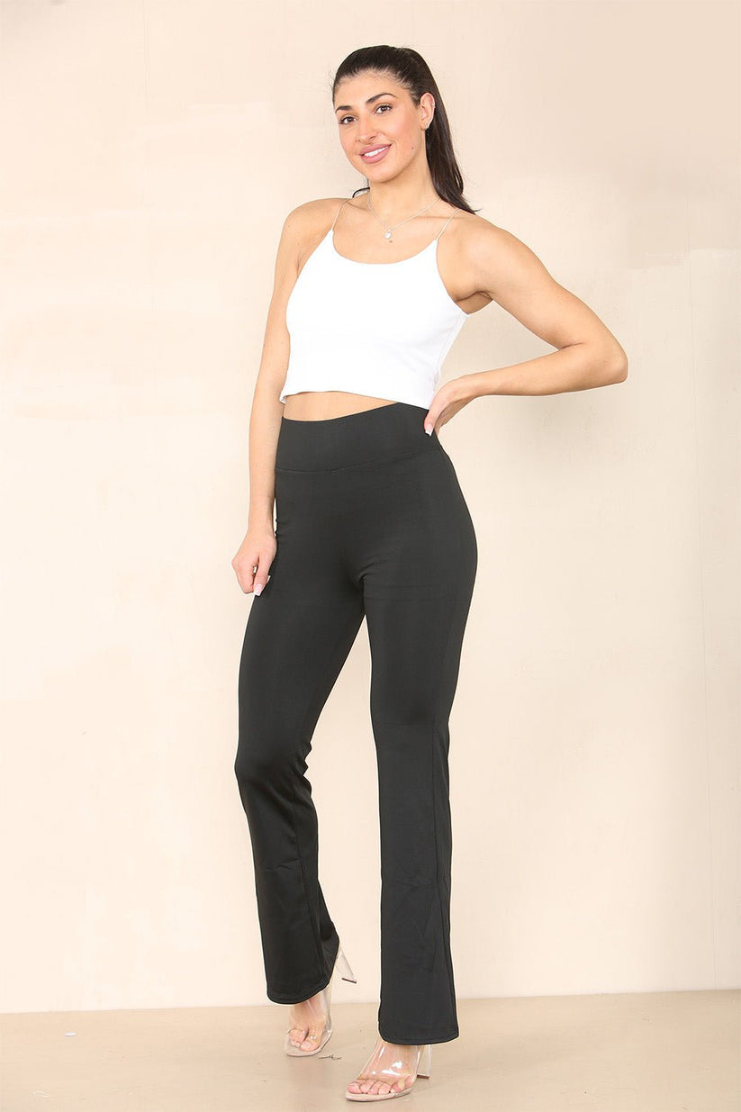 Ladies High Waisted Wide Leg Flared Trousers - Contemporary Fit