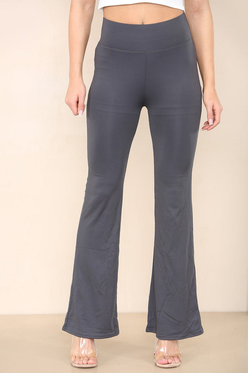 Ladies High Waisted Wide Leg Flared Trousers - Contemporary Fit