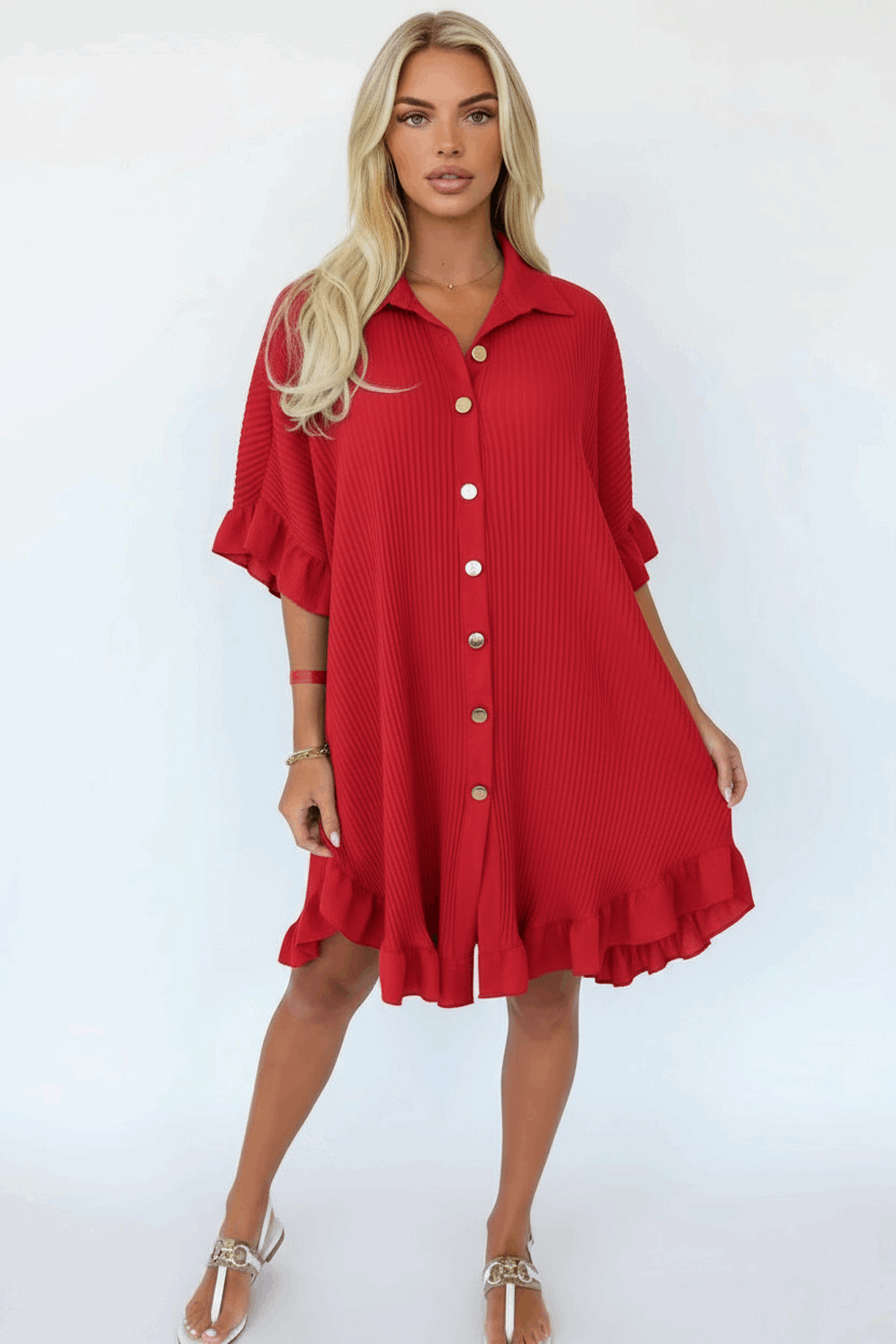 Red Pleated Dress