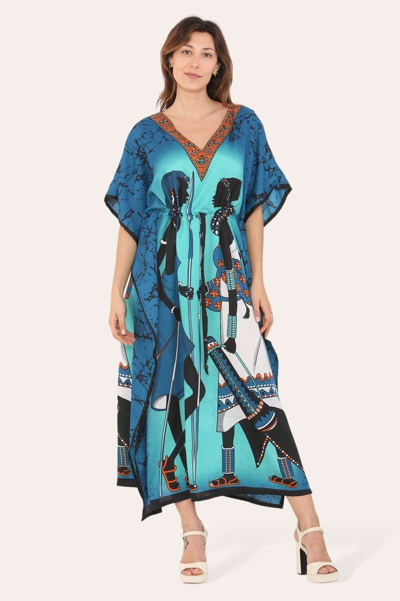 Elegant African Print Caftan Dress – Traditional Style with a Modern Touch