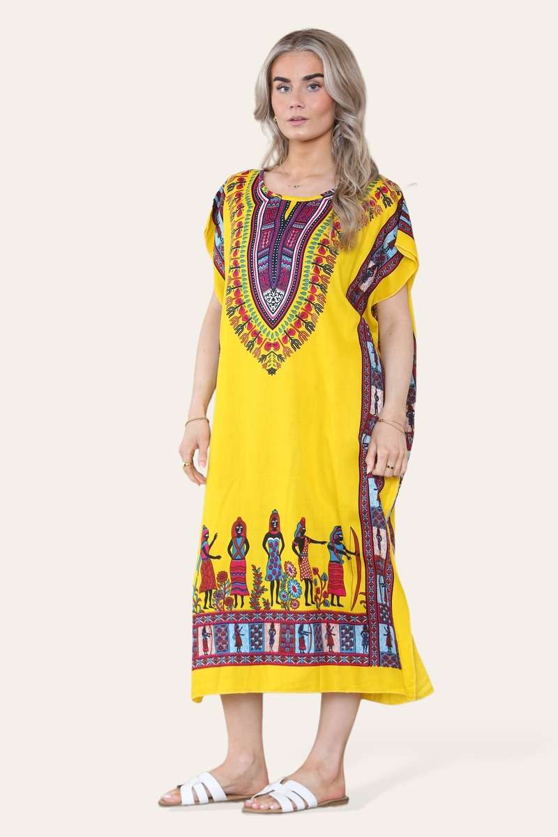 Bold Ethnic African Print Mid-Length Dress