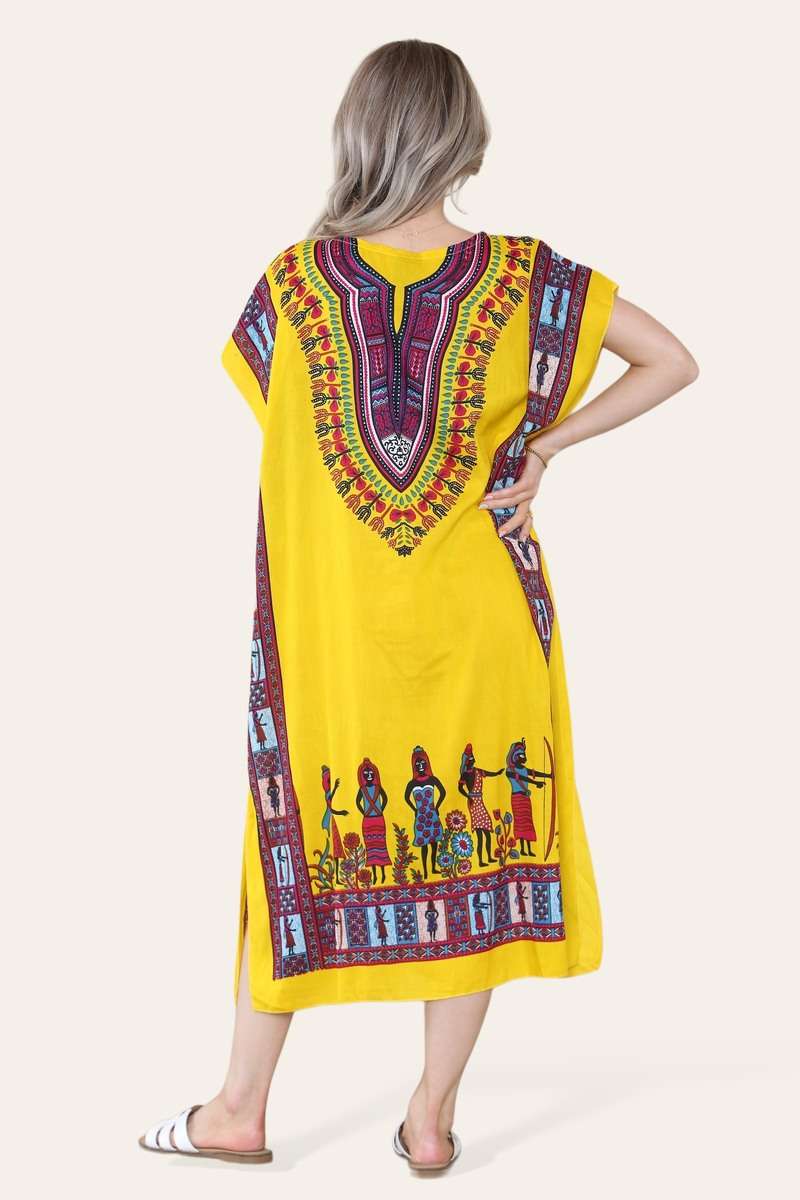 Bold Ethnic African Print Mid-Length Dress