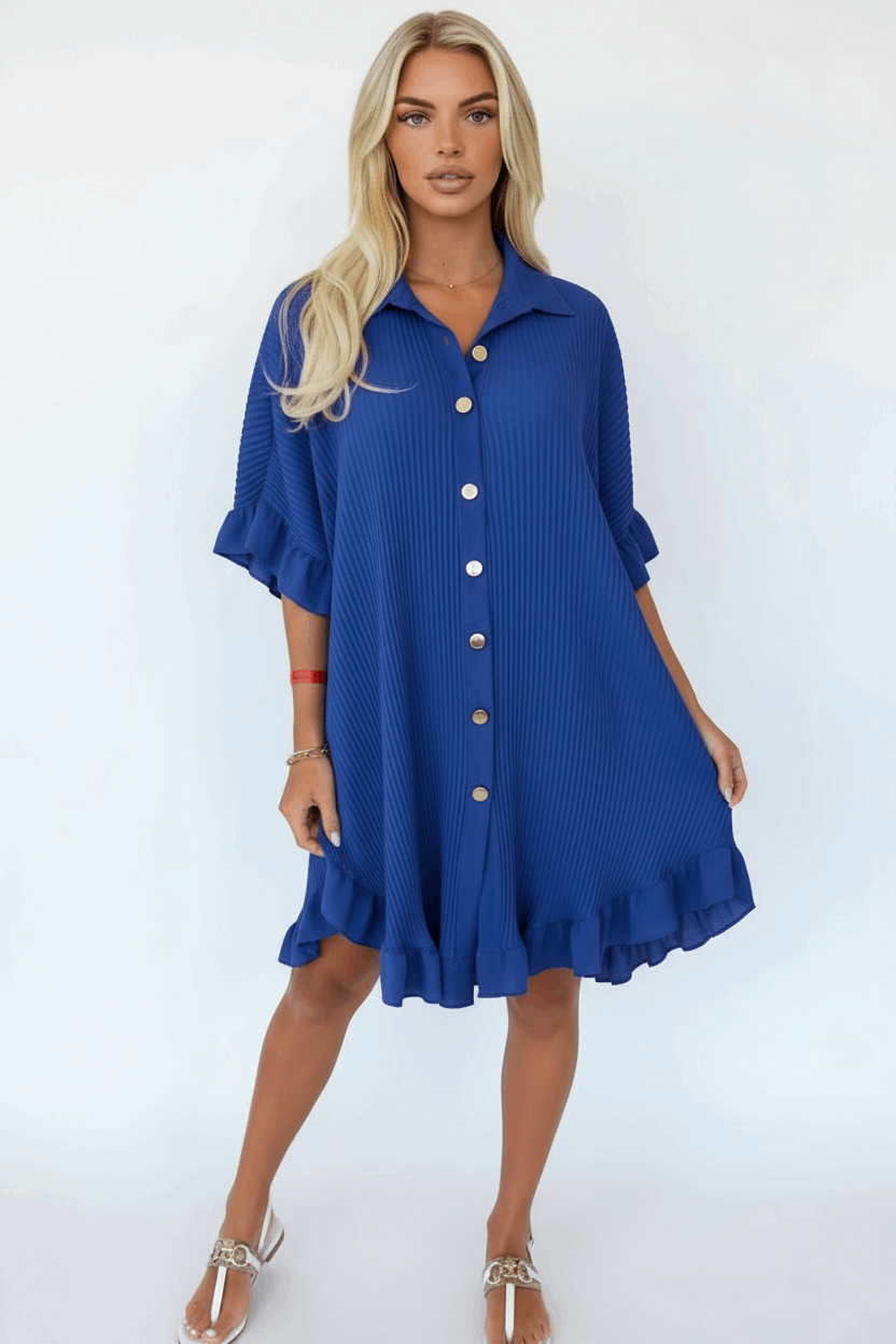 Royal Blue Pleated Dress