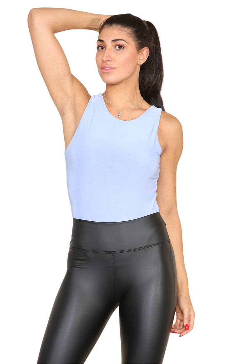 Ladies Round Neck Double Layer Bodysuit - Soft Slinky Feel