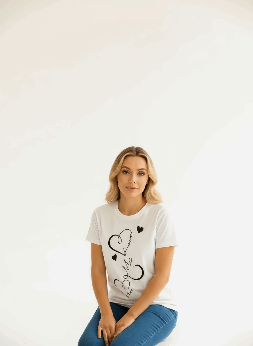White heart print tee studio style