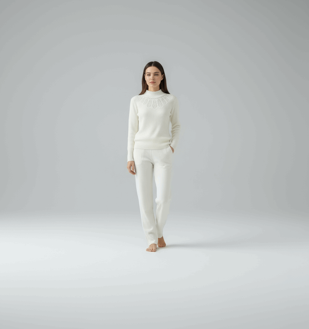 White sweater on model